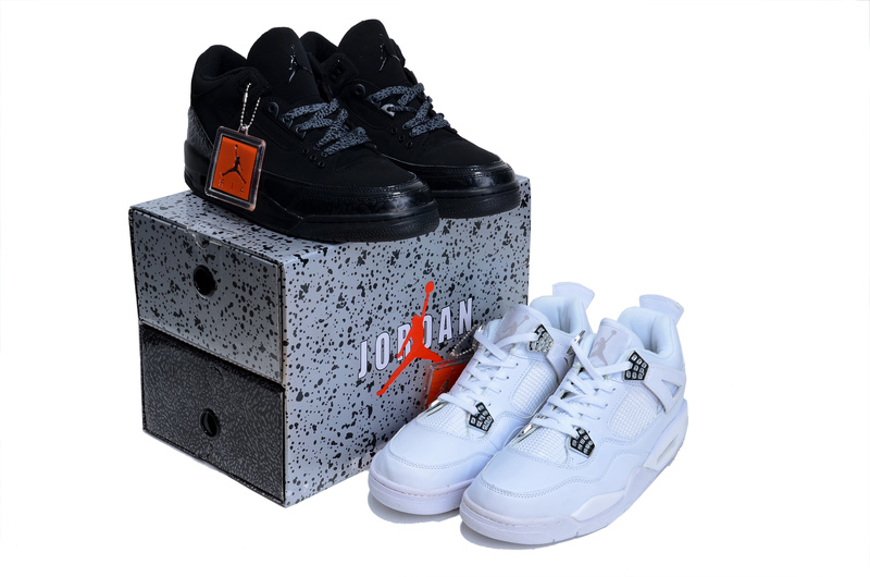 Limited Combine Black Air Jordan 3 And White Jordan 4 Shoes